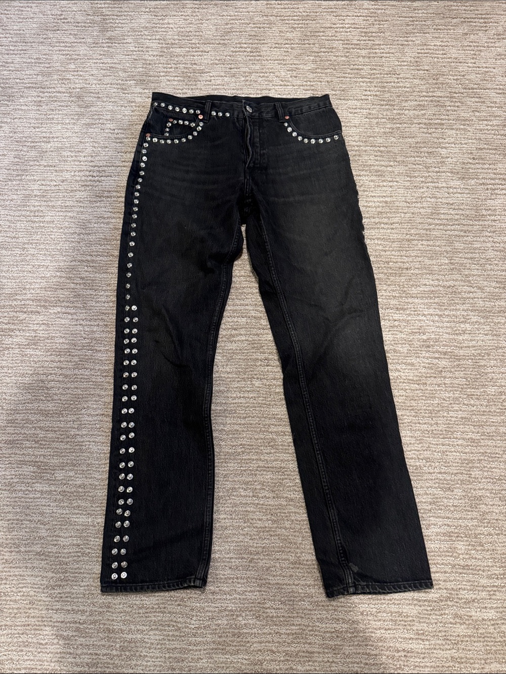 Martine Rose Black Studded Straight-Leg Jeans